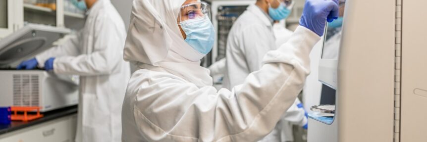 biocentriq processing plant with lab technicians