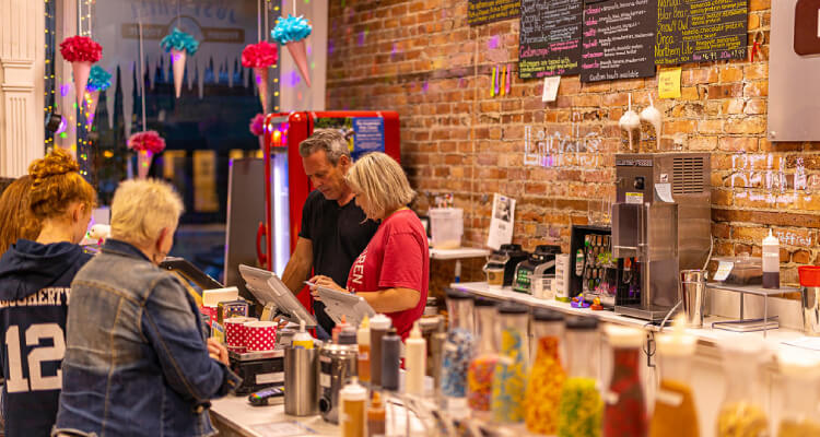 Customers buy ice cream in Hunterdon County, New Jersey