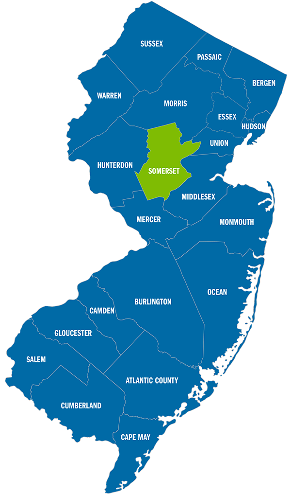 Comté de Somerset sur la carte du New Jersey