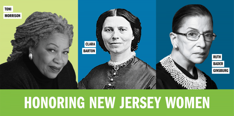 Women's History Month graphic featuring Toni Morrison, Clara Barton and Ruth Bader Ginsberg